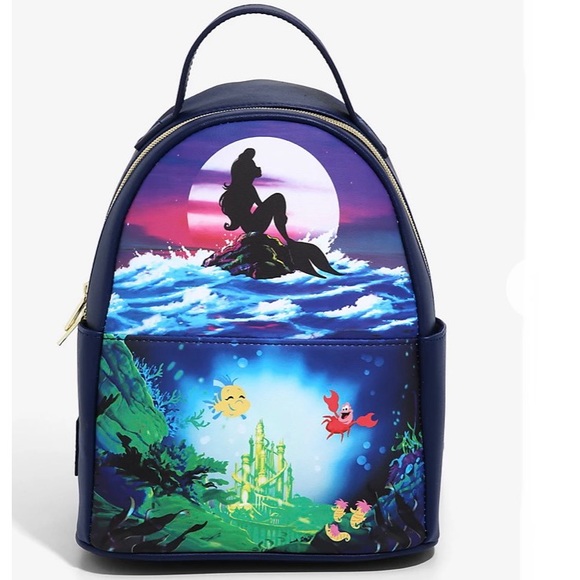 LOUNGEFLY DISNEY THE LITTLE MERMAID Ariel Silhouette MINI BACKPACK & TECH WALLET - Picture 2 of 10